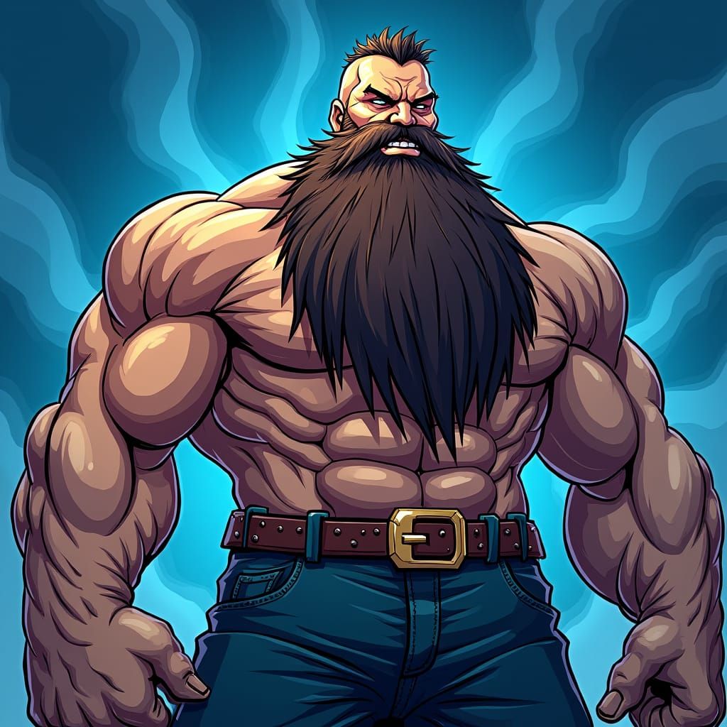 Heroic Russian Man in Anime Style Portrait