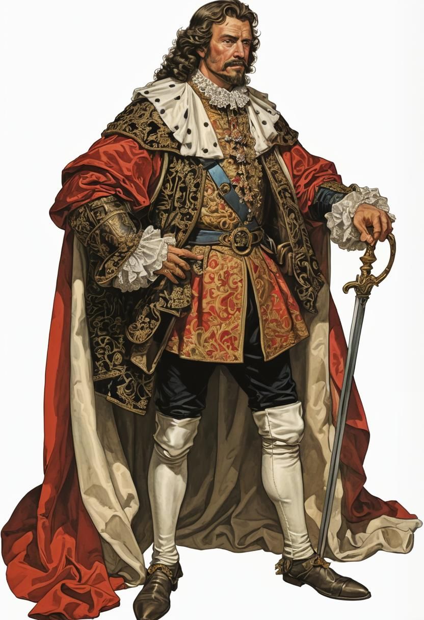 17th Century French King Illustration in Vallejo-Bell Style
