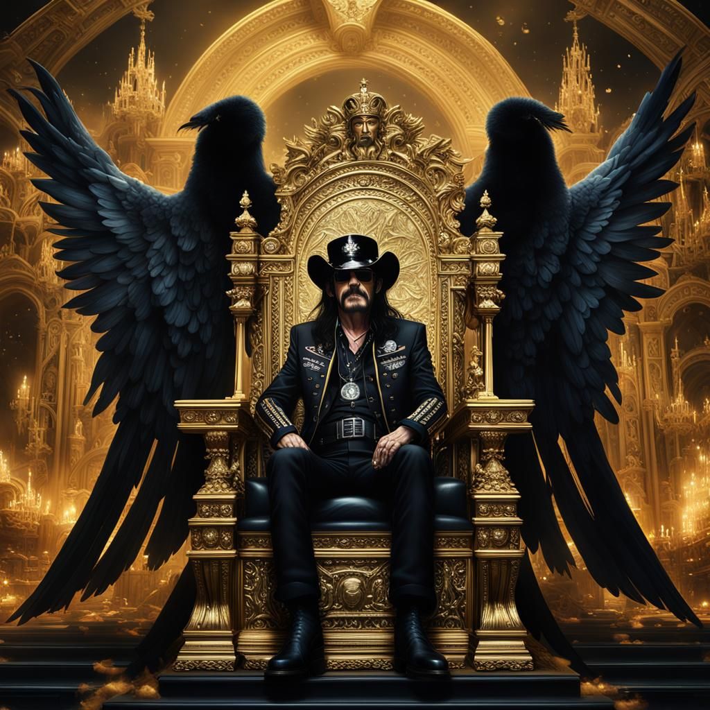 Lemmy Kilmister on a Golden Throne in Heaven