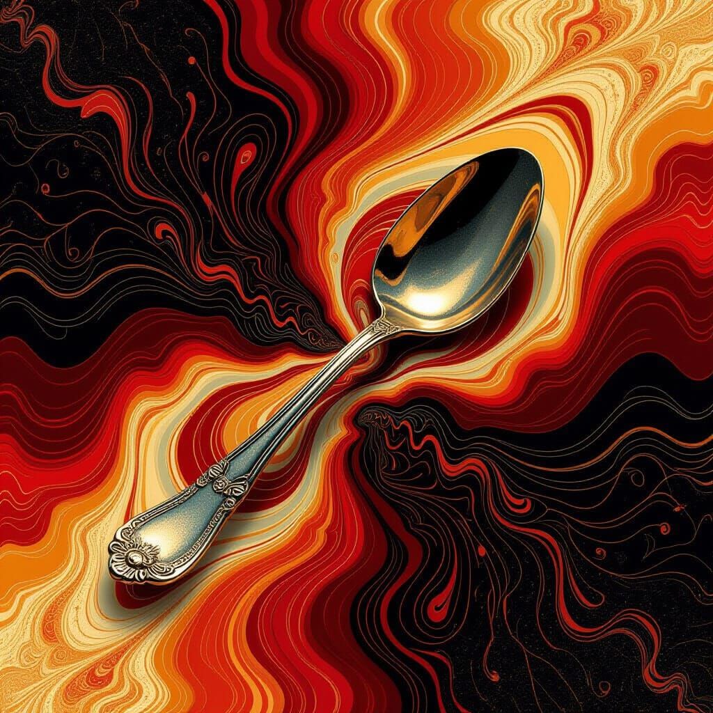 Surreal Teaspoon in Dreamlike Digital Art