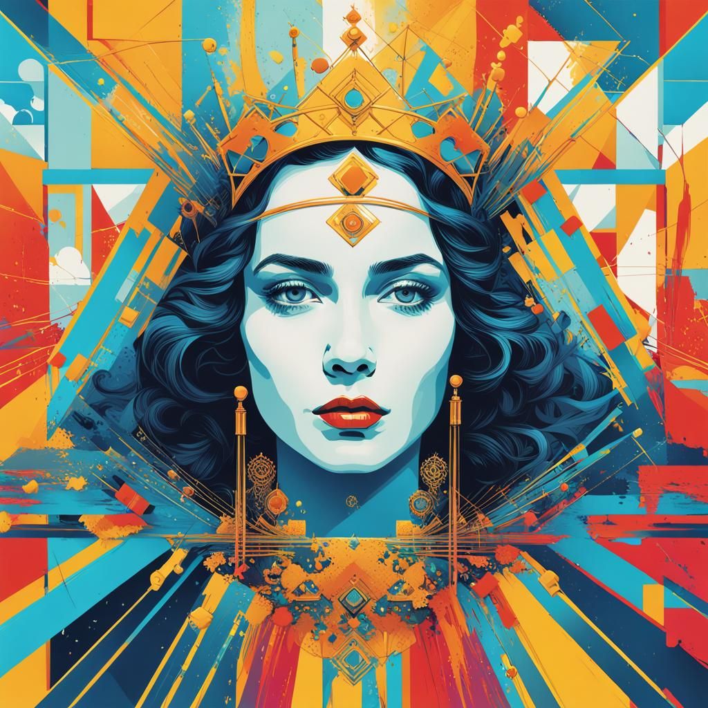 Water Princess Portrait in Pop Art Style