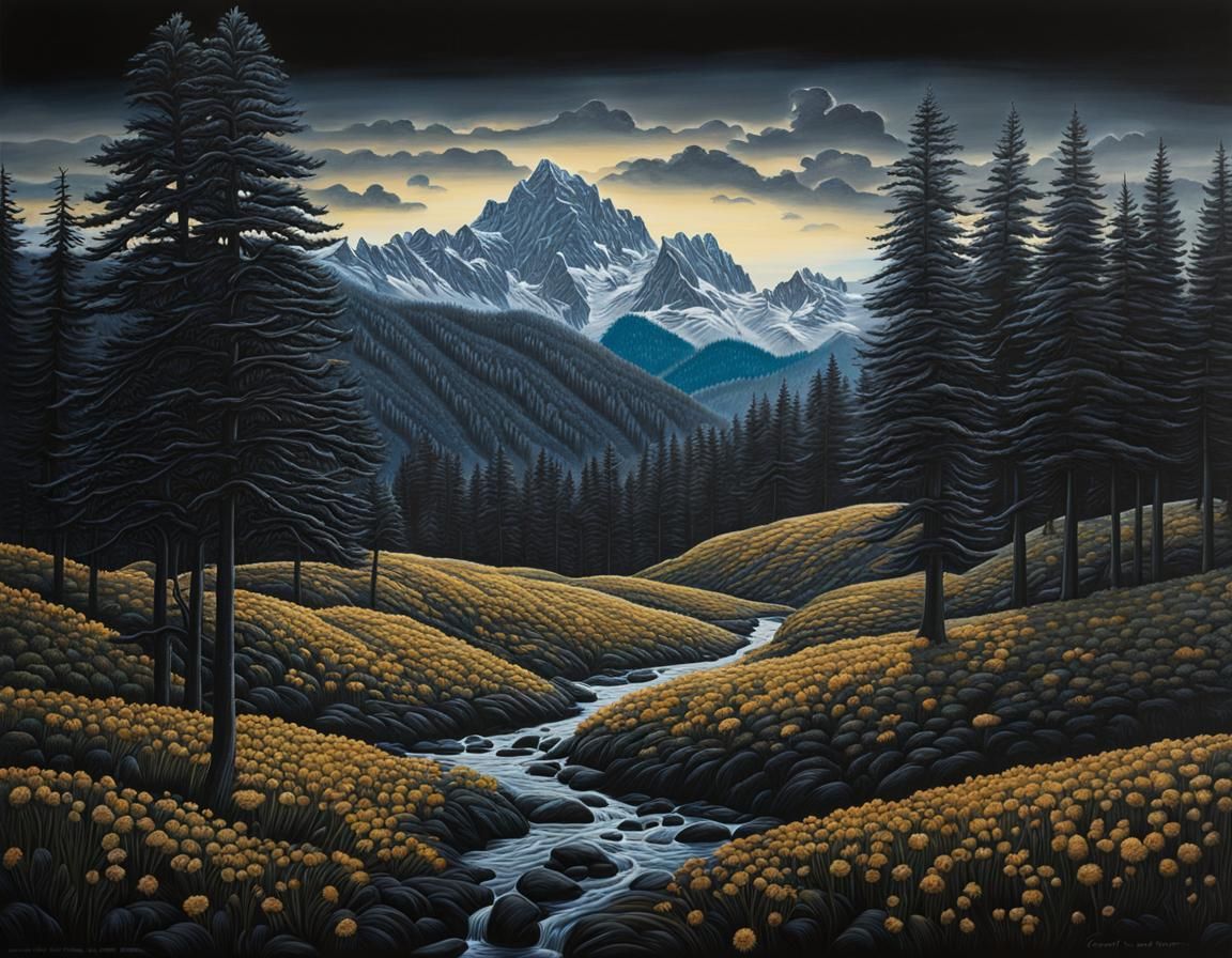 Monochrome Forest Puzzle in 3D Oil Gouache