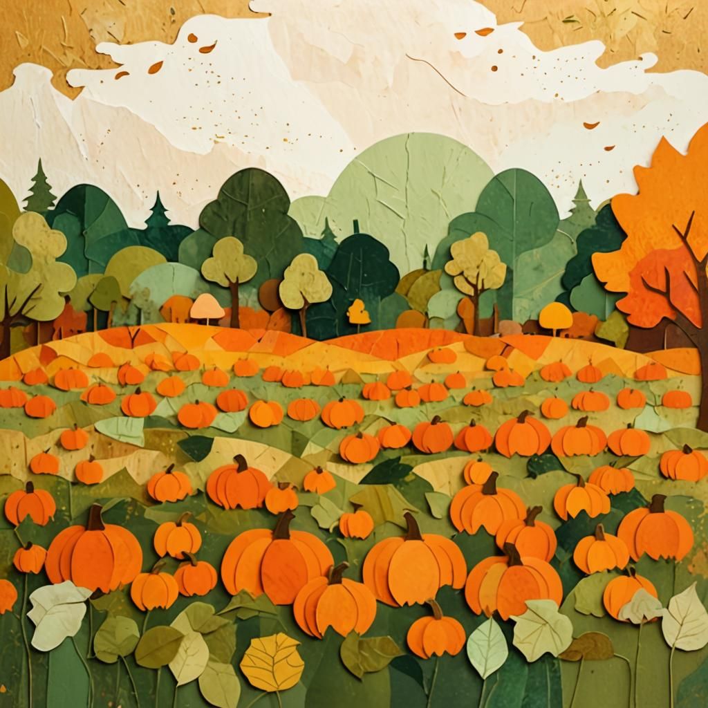 Rustic Autumnal Pumpkin Patch Paper Collage