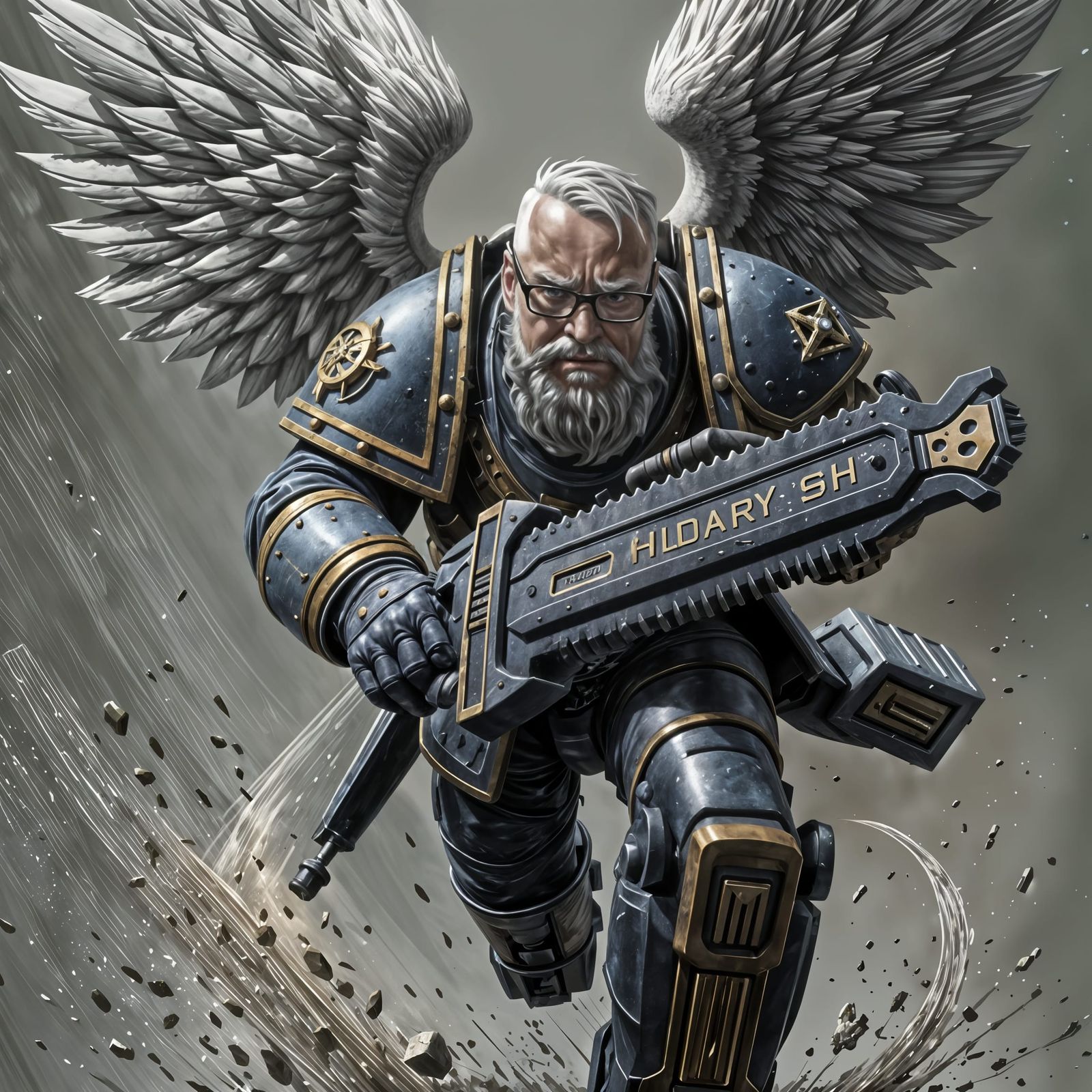 Warhammer 40k Space Marine Creed Bratton with Chainsaw Sword...