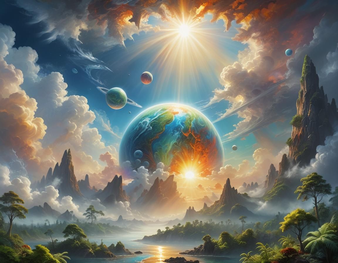 Terraforming Alien Planet: Dense Forests in Oil Painting