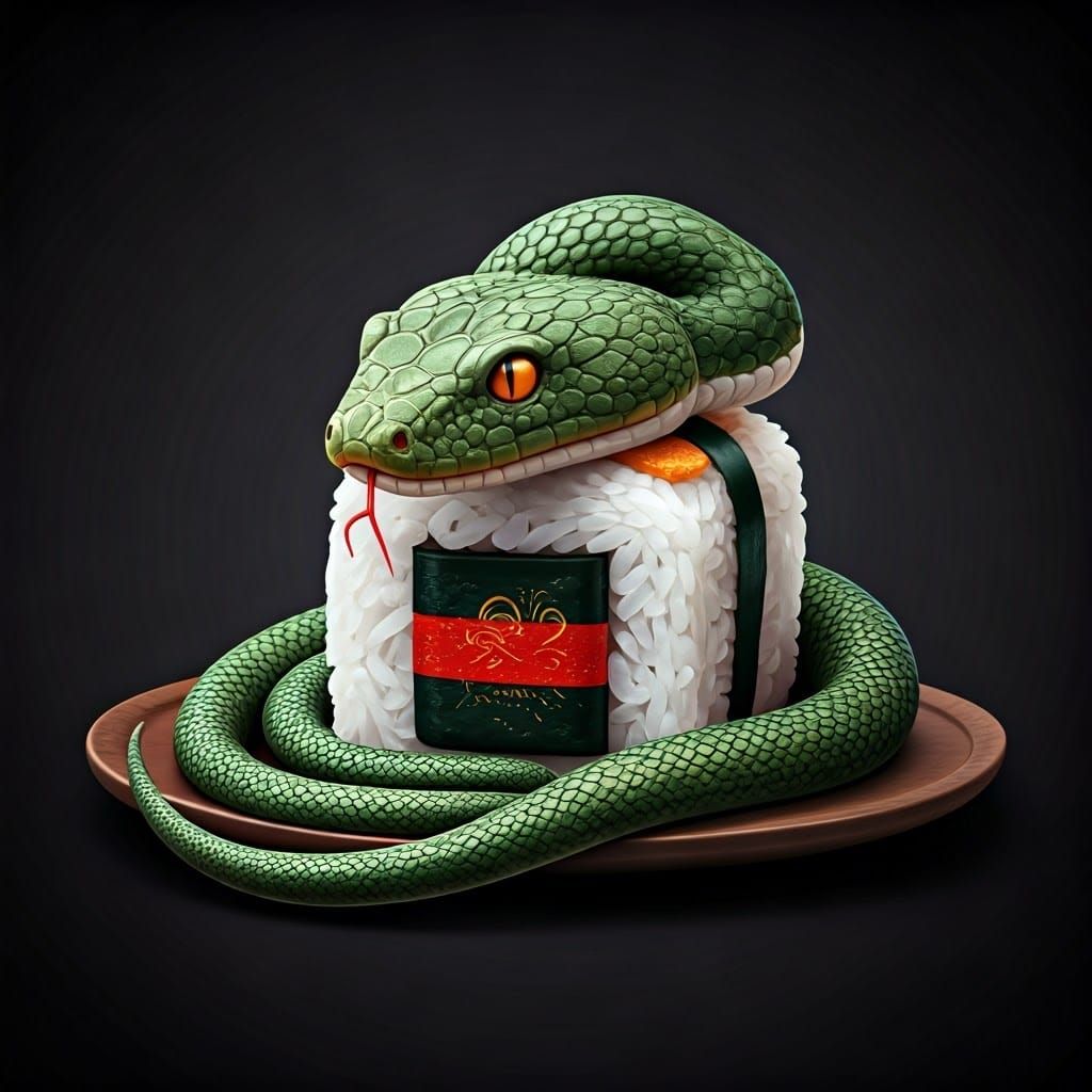 Snake Sushi Sculpture in Serene Sauce
