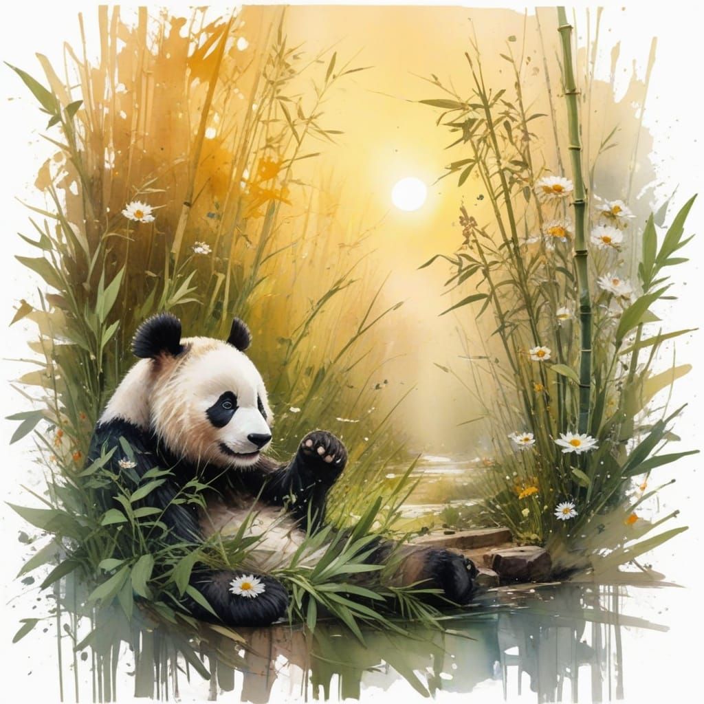 Playful Panda Rolls on Sunlit Path