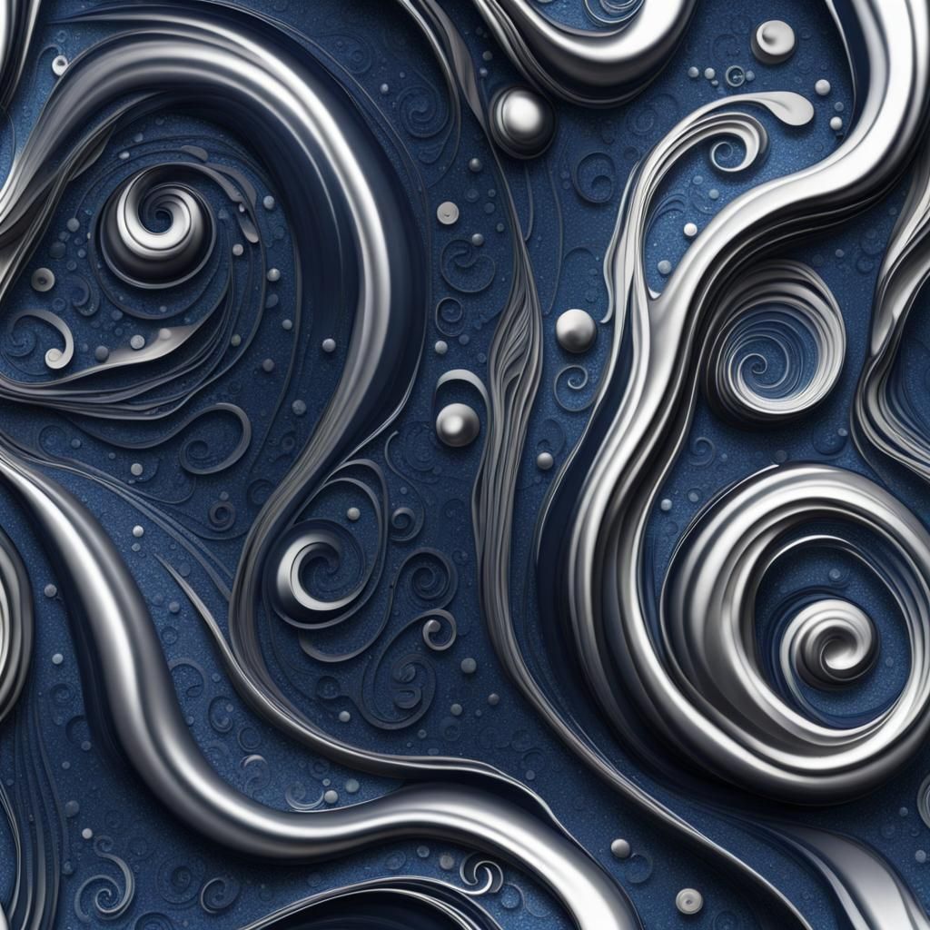Dark Blue Swirls with Silver Flecks Pattern