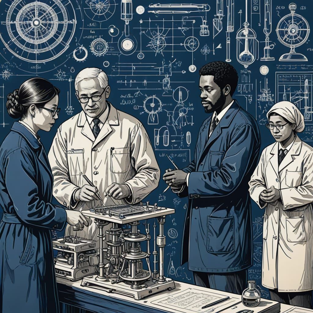 Multilingual Scientists in a Vintage Laboratory