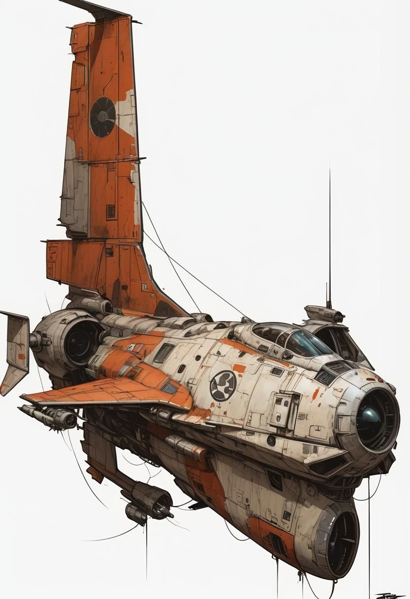 Sleek Post-Apocalyptic Spacefighter in Fantasy Illustration