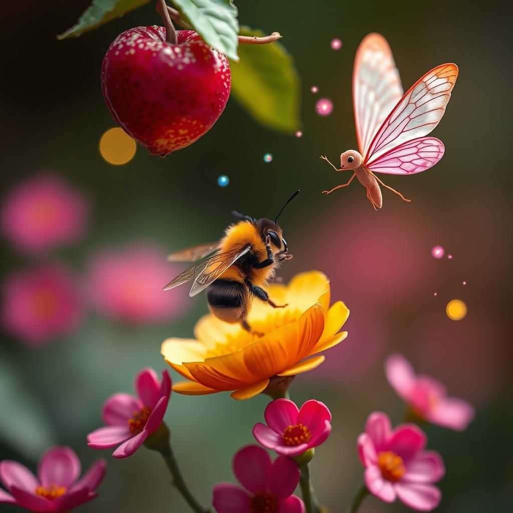Bumblebee and Fairy Duet in Mid-Air