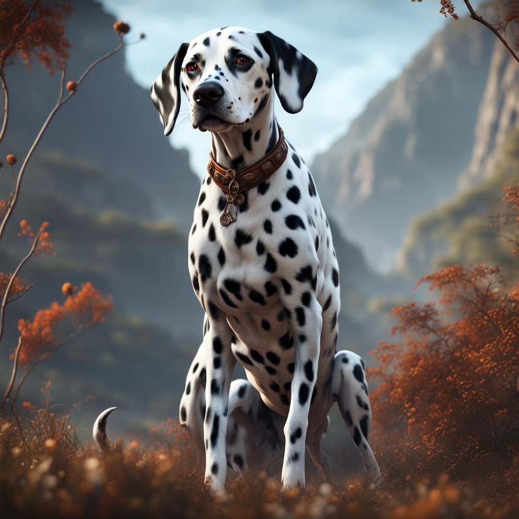 Detailed Dalmatian Dog in Fantasy Art Style