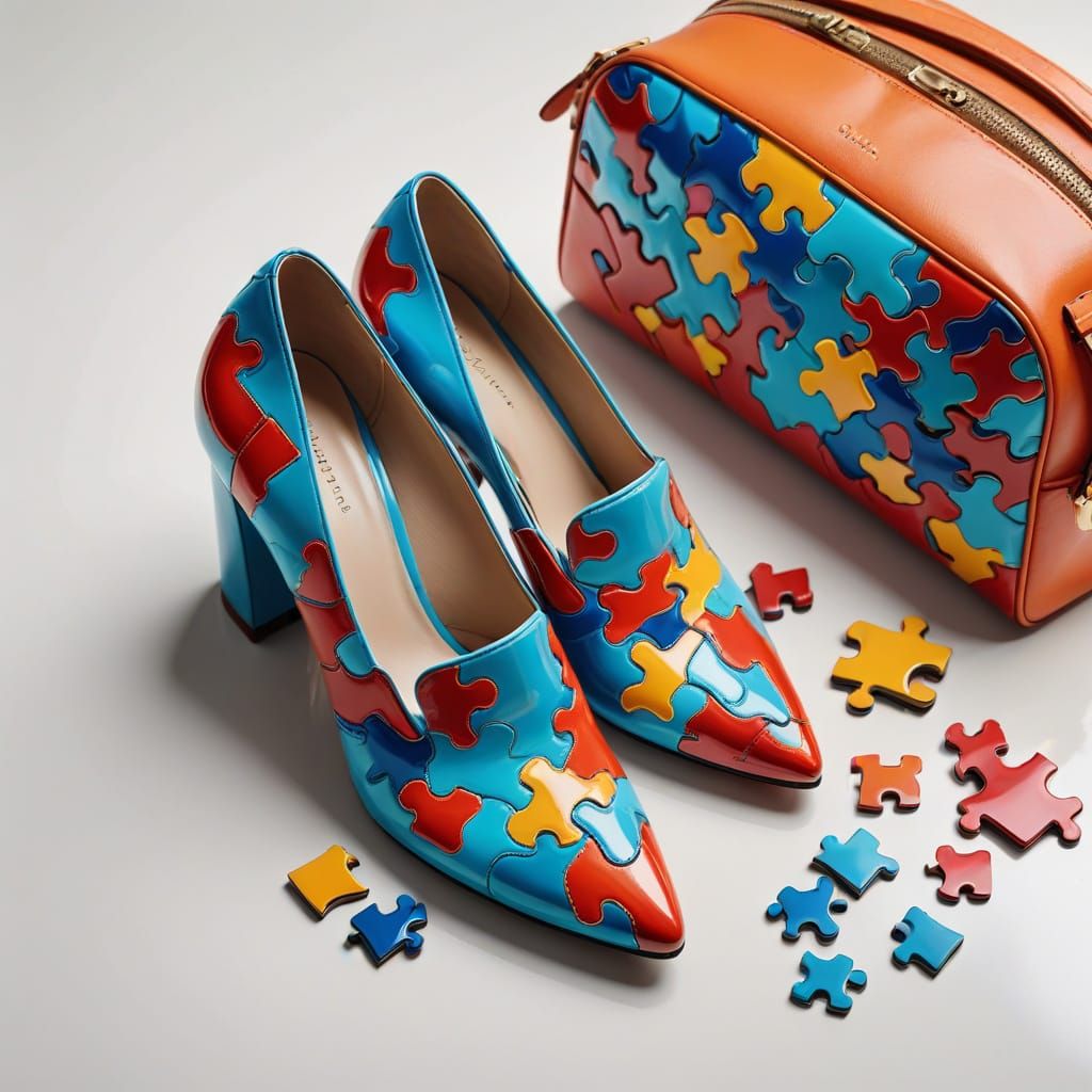 Matching Puzzle Shoe and Handbag Concept Art