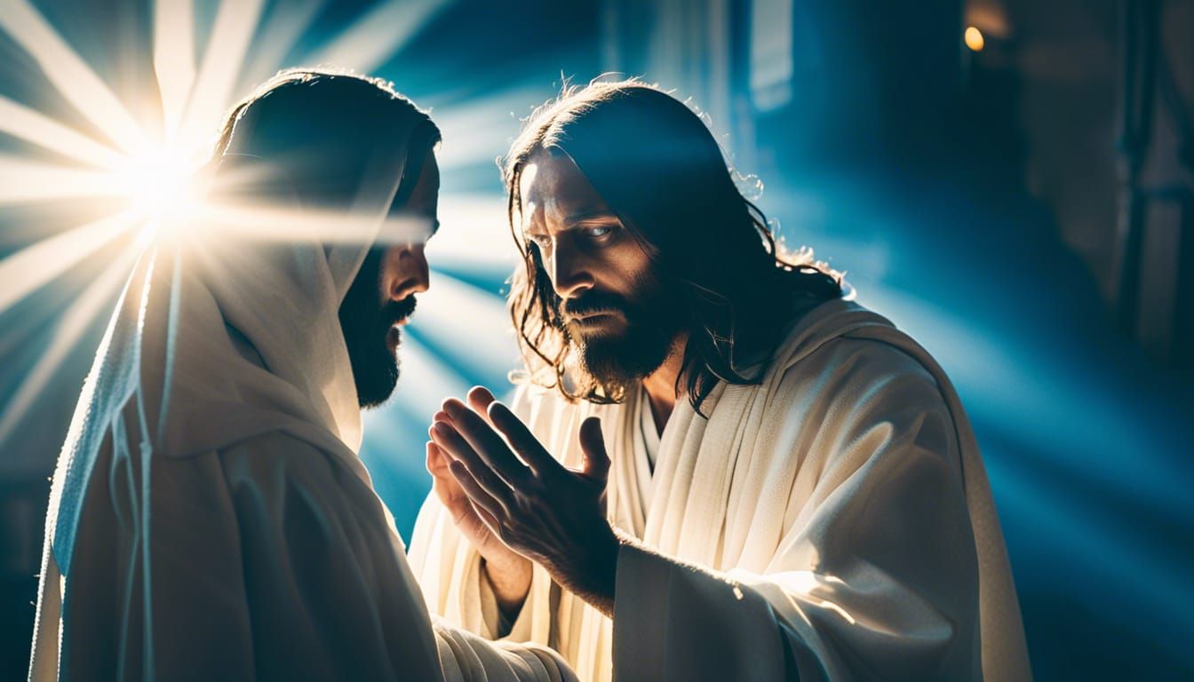 Jesus Healing a Blind Man: Ultra Realistic Depiction