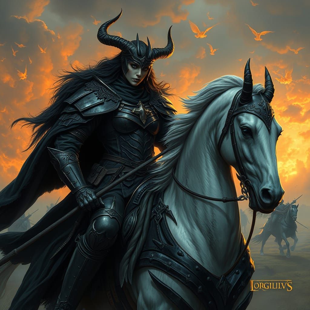 Armored Knight on Misty Battlefield in Dark Fantasy Style