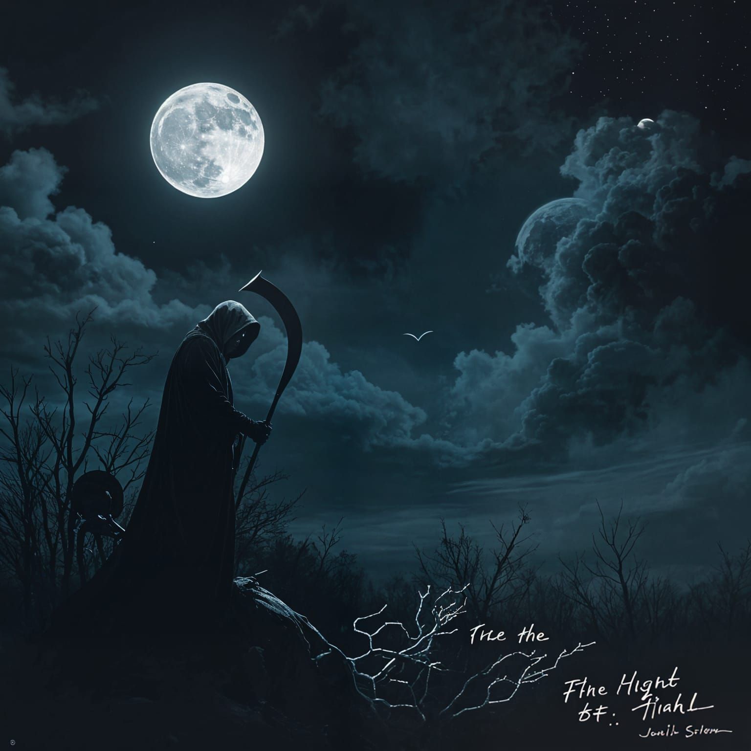 The moon shone bright that night and I swear I saw the reaper but he was so vague I couldn't be sure