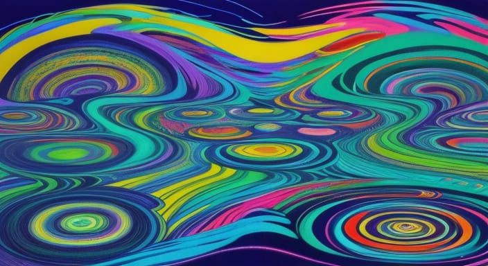 Psychedelic Garden of Swirling Colors and Shapes