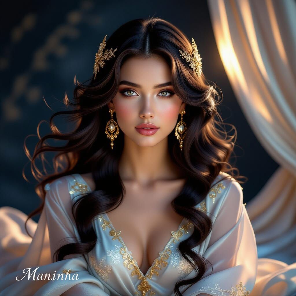 Elegant Woman in Shimmering Light Portrait