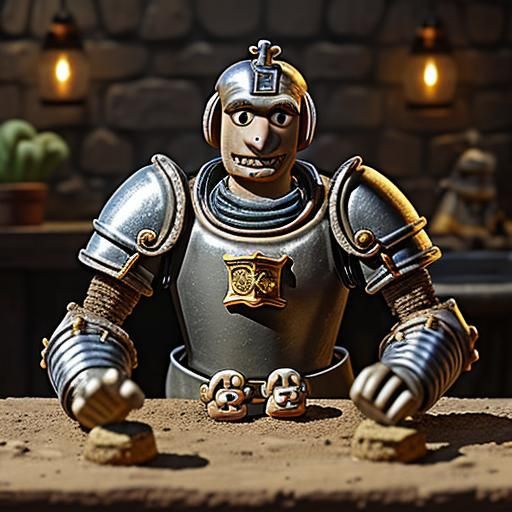 Claymation Knight Figurine in Stop-Motion Style