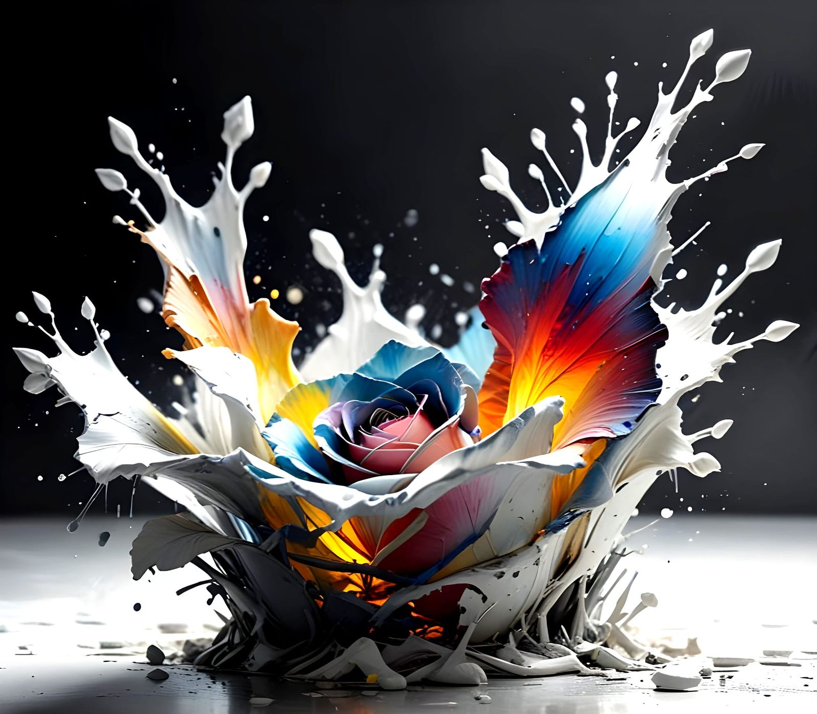 White Rose Oil Painting in Impasto Style