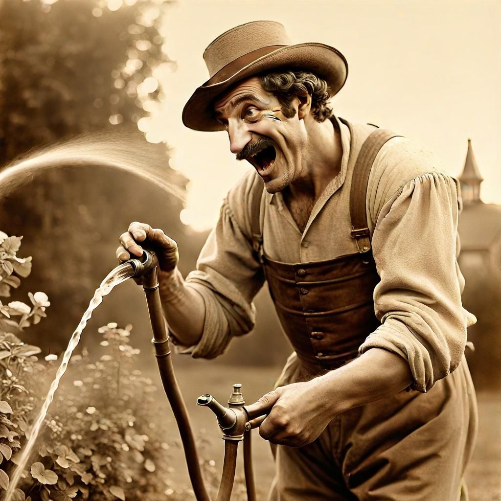 L'Arroseur Arrosé: Sepia-Toned Homage to Early Cinema