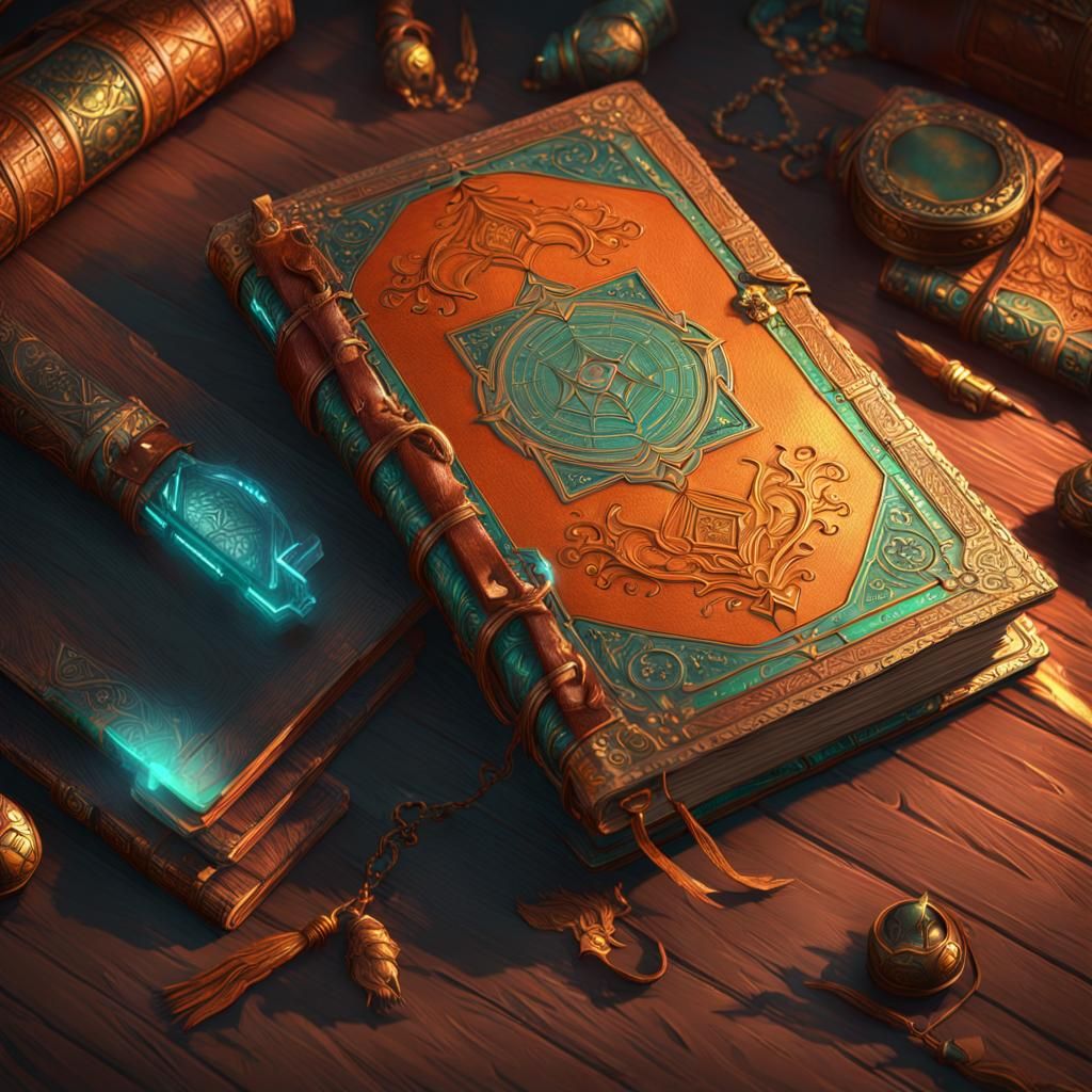 Ornate Leather Book in Dynamic Lighting