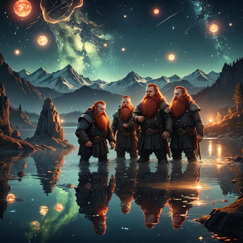Dwarves Under Aquarius in Fantasy Matte Painting