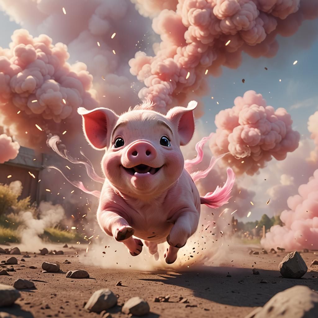 A pink piglet