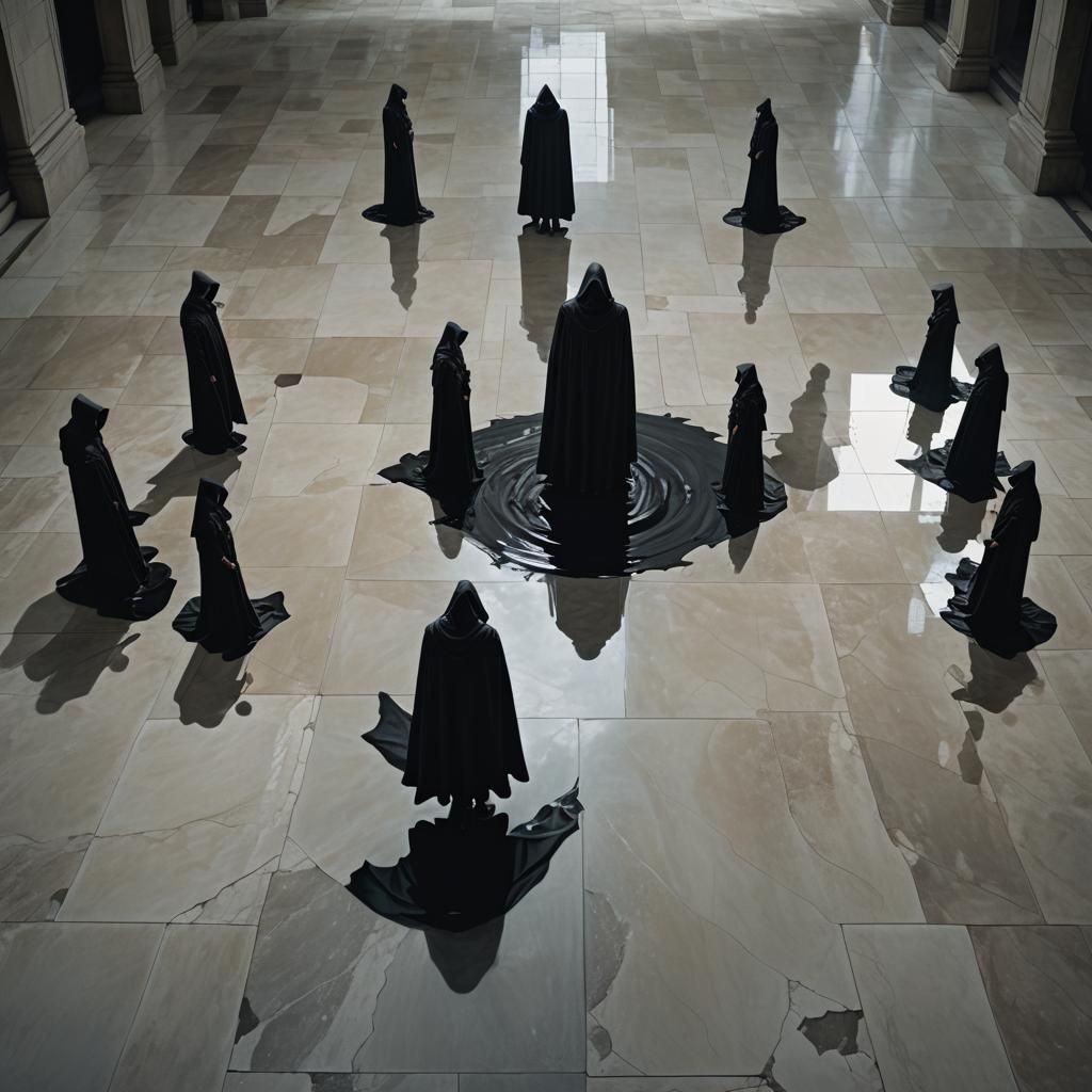 Dark Fantasy Figure Casting Mirrored Shadows