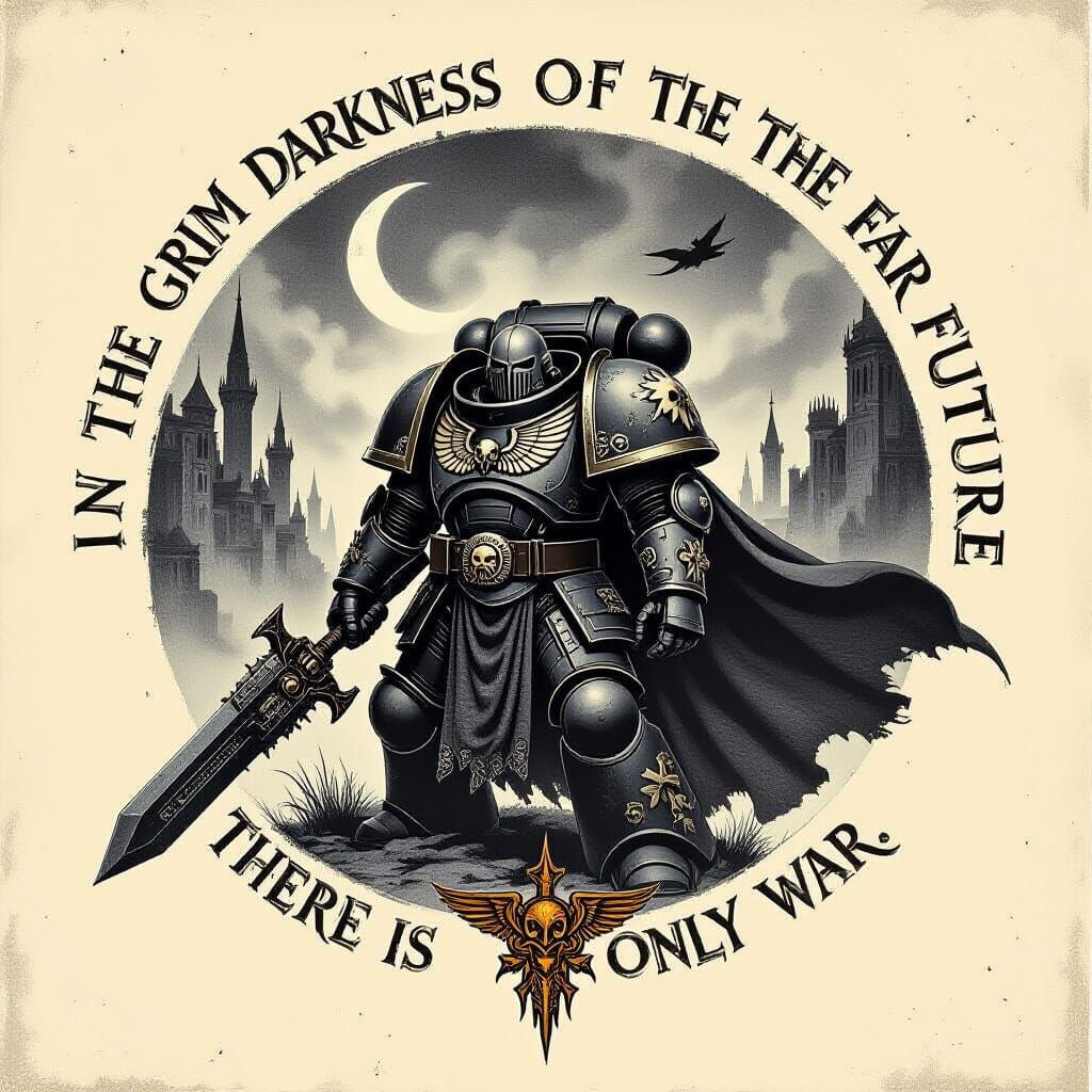 Warhammer 40k Logo Charcoal Drawing