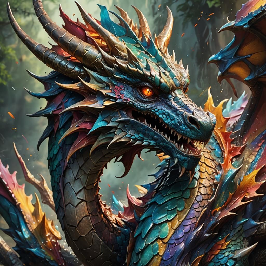 Detailed Dragon Concept Art in Hyperrealistic Style
