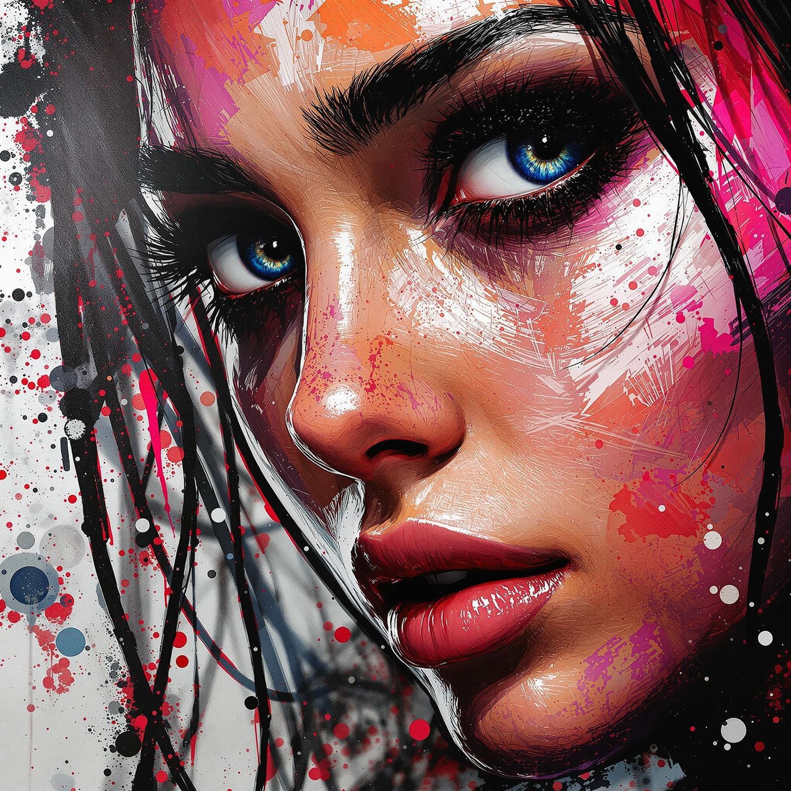 Cyberpunk Goddess in Textured Oil Portrait