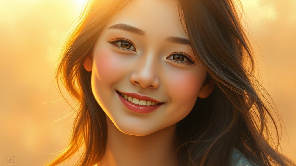 Whimsical Summer Goddess in Warm, Golden Light