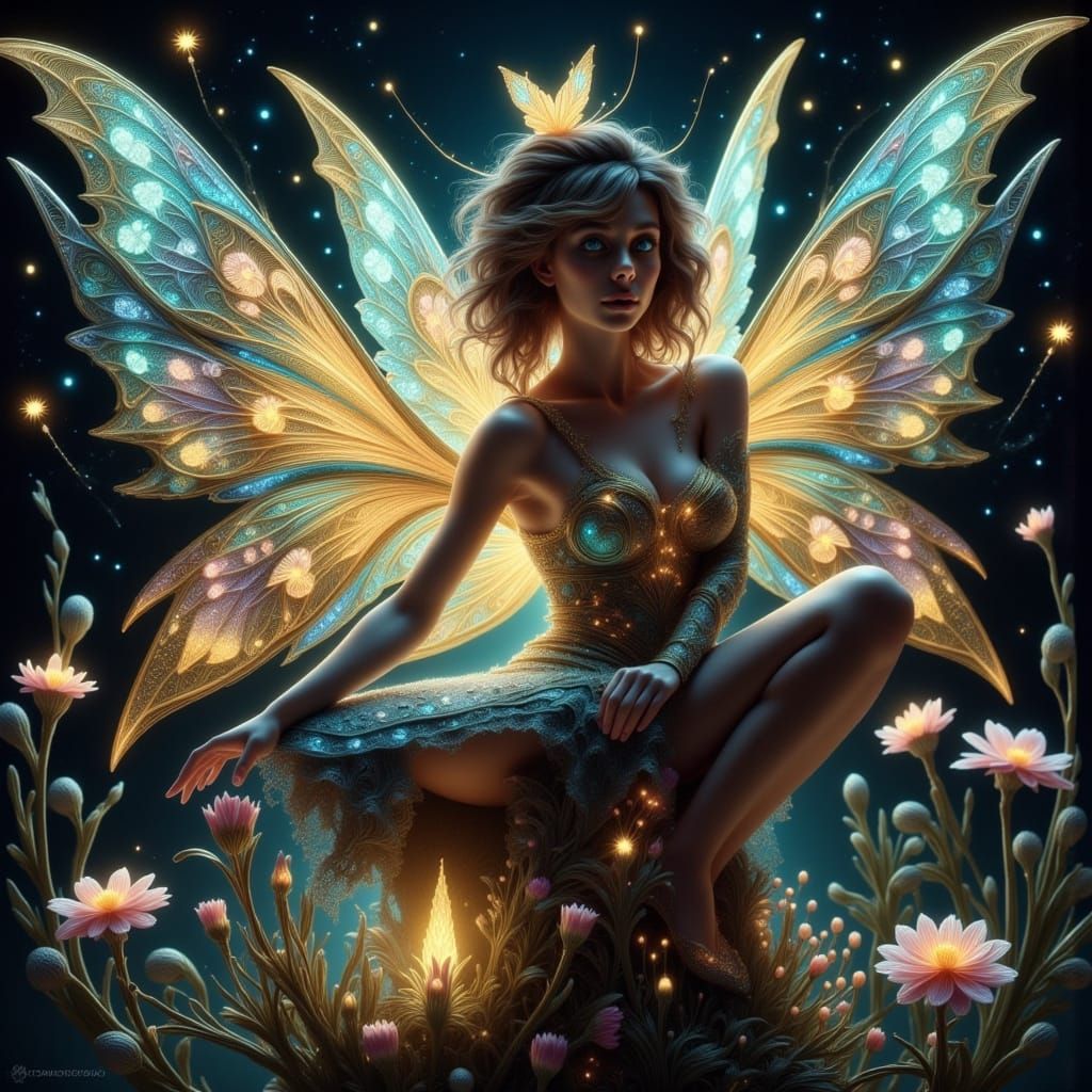 Mysterious Unconventional Fairies Illuminated by Twinkling L...