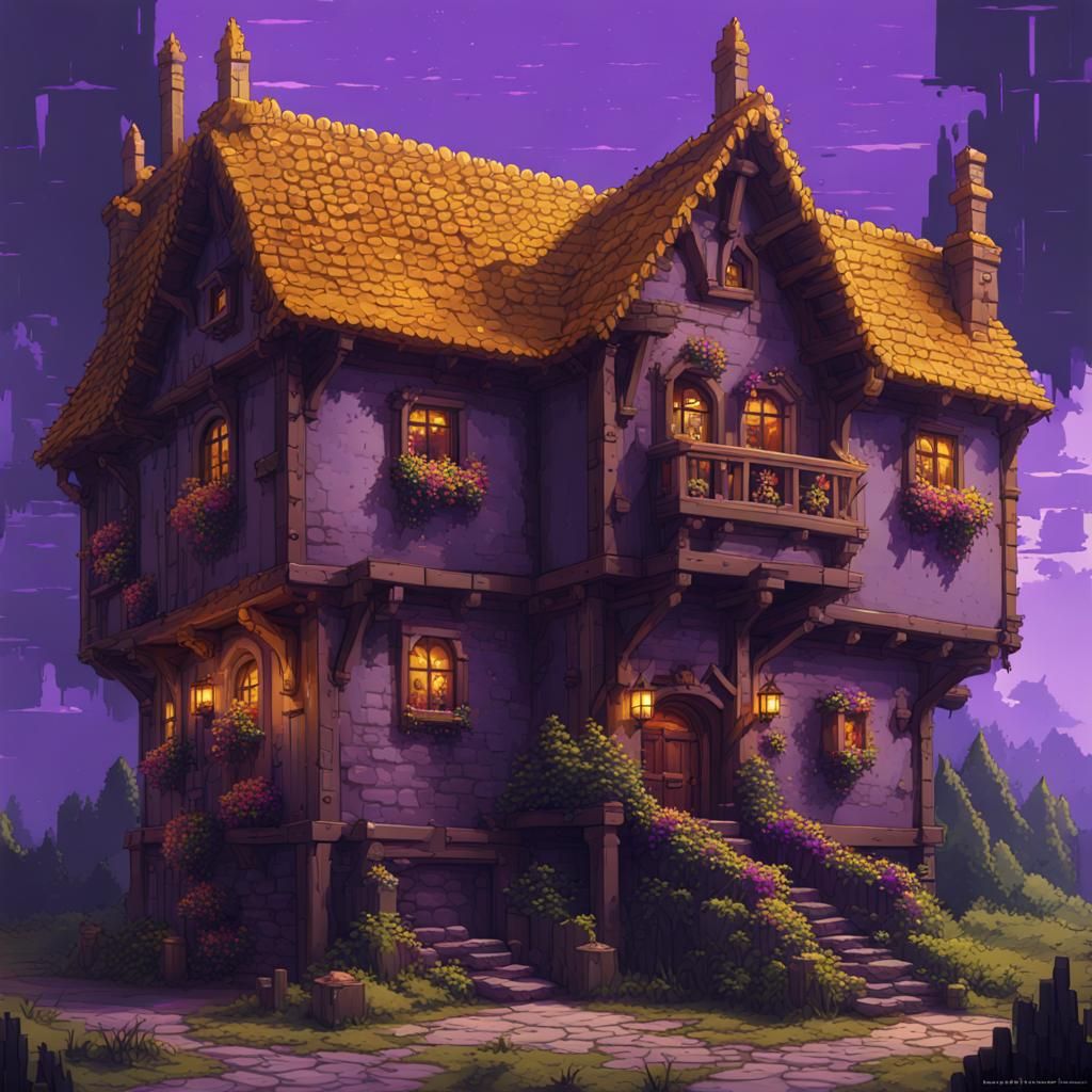 Medieval Fantasy House in 8-bit Pixel Art