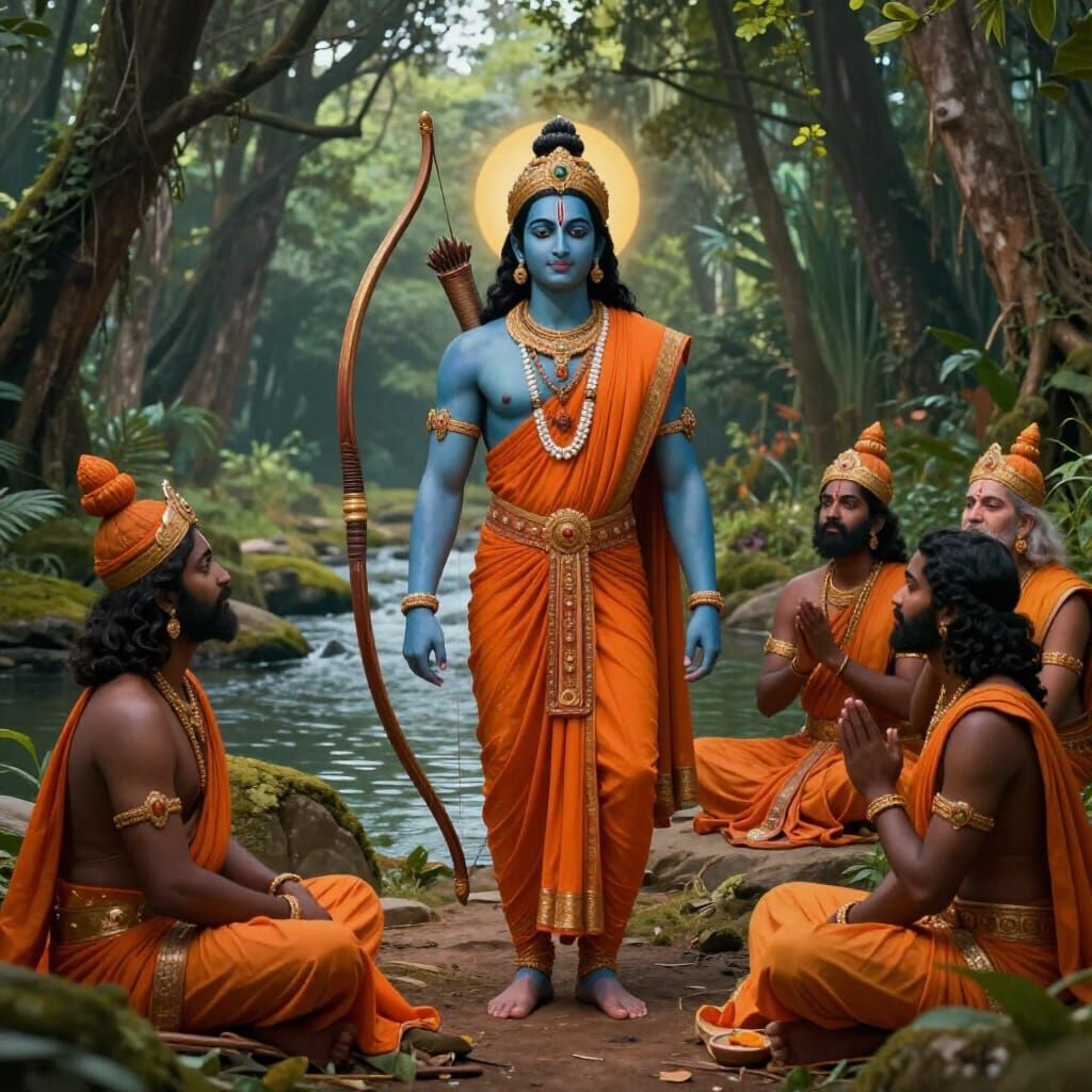 Lord Rama Blessing Sages in Ancient Forest
