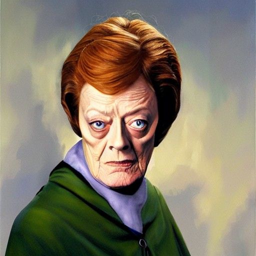 Minerva McGonagall Portrait in Oil Painting Style