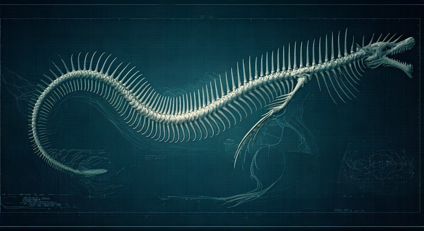 Futuristic Sea Serpent Skeleton Illustration