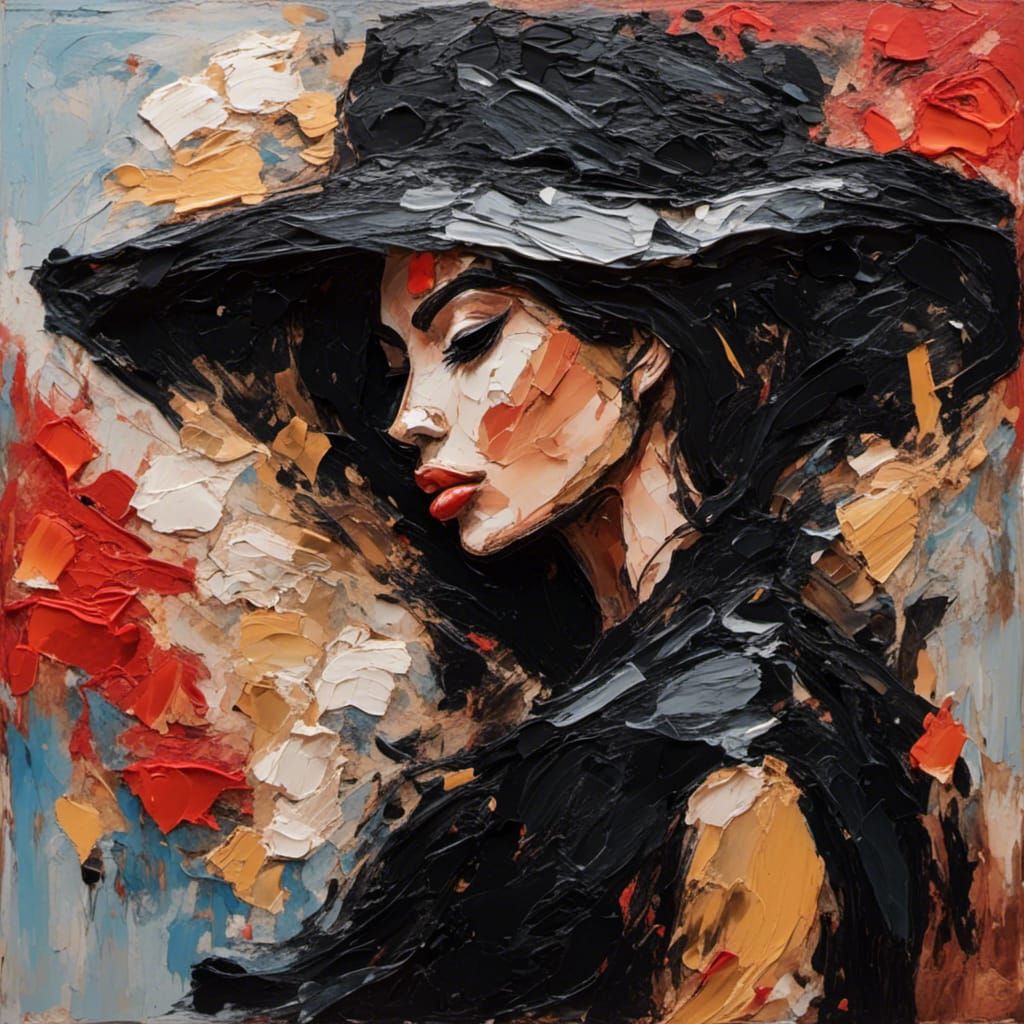 Portrait of Woman in Black Hat