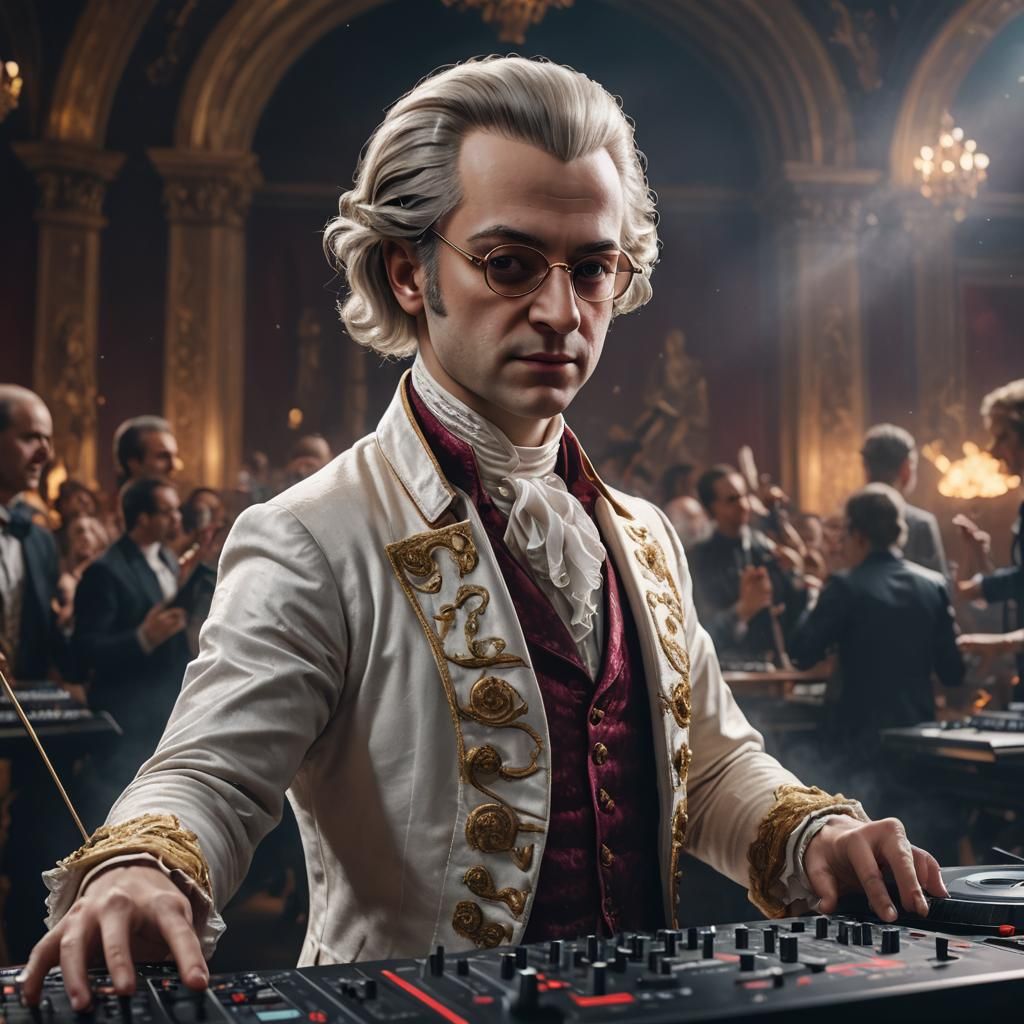 Mozart the DJ: Photorealistic Artstation Masterpiece