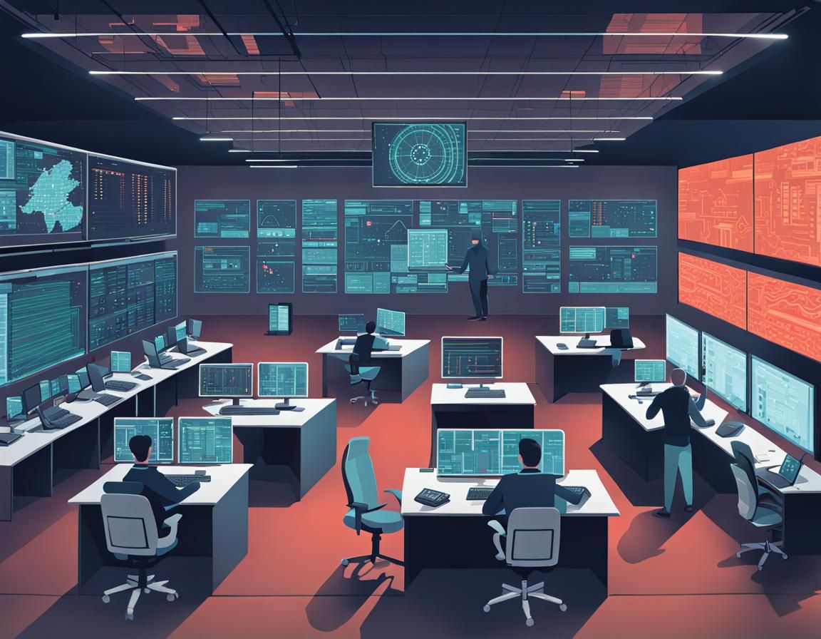 High-Tech Cybersecurity Operations Center Visualized