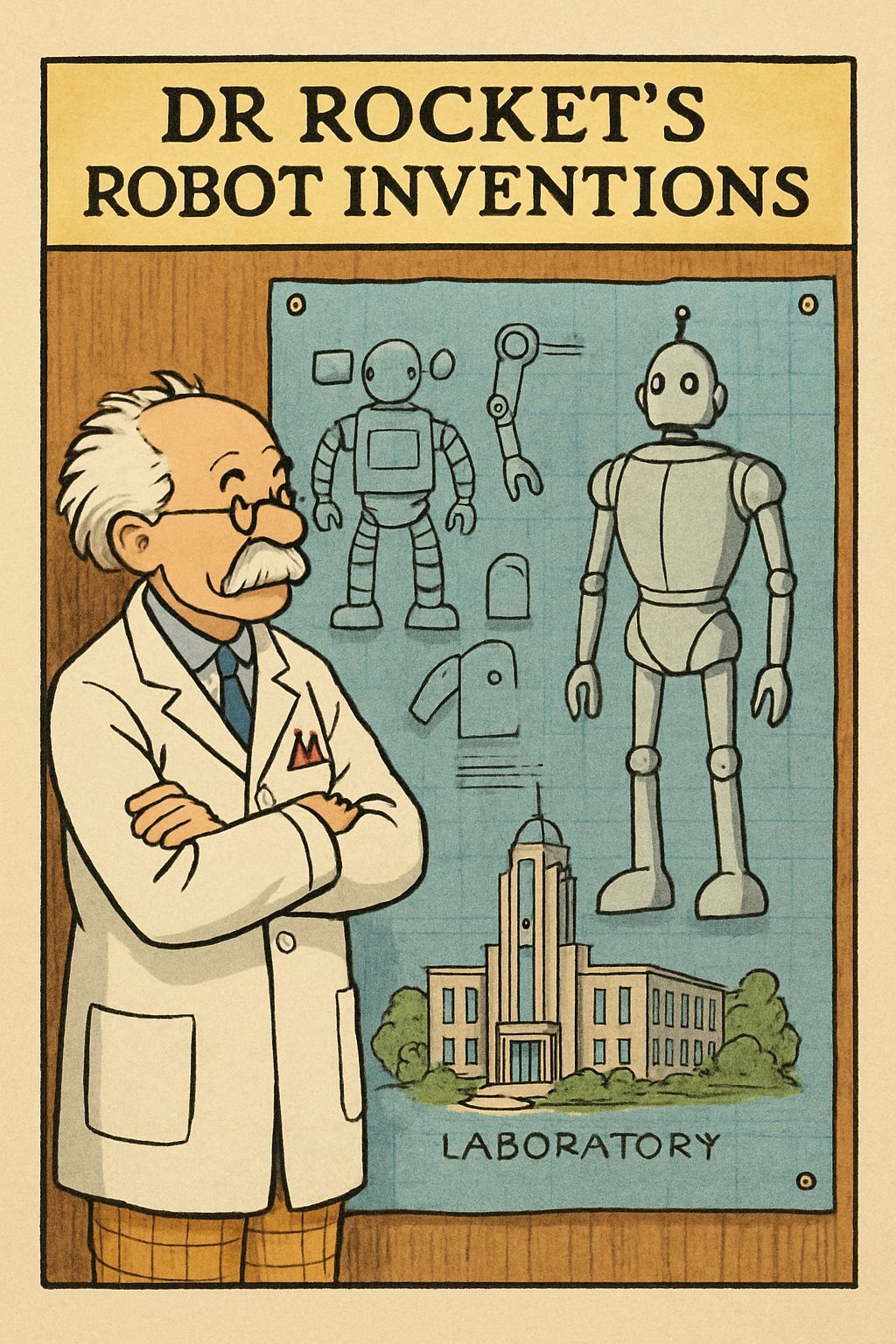 Dr. Rocket's Robot Inventions in Art Deco Style