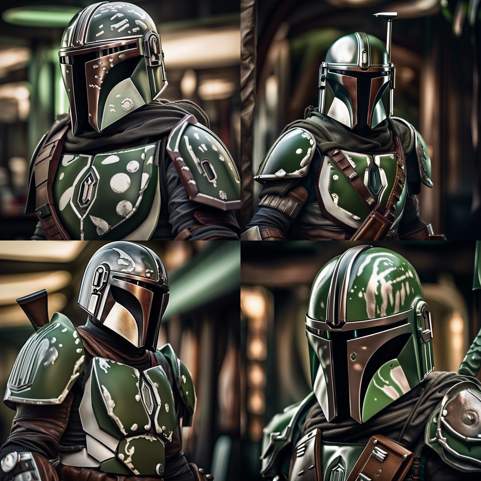 Hyperrealistic Mandalorian Warrior in Detailed Armor