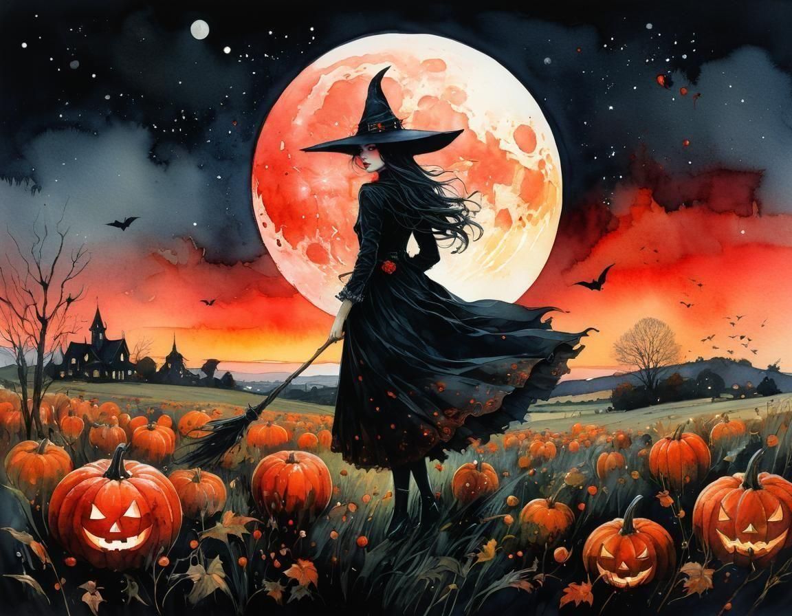Witch on Halloween night