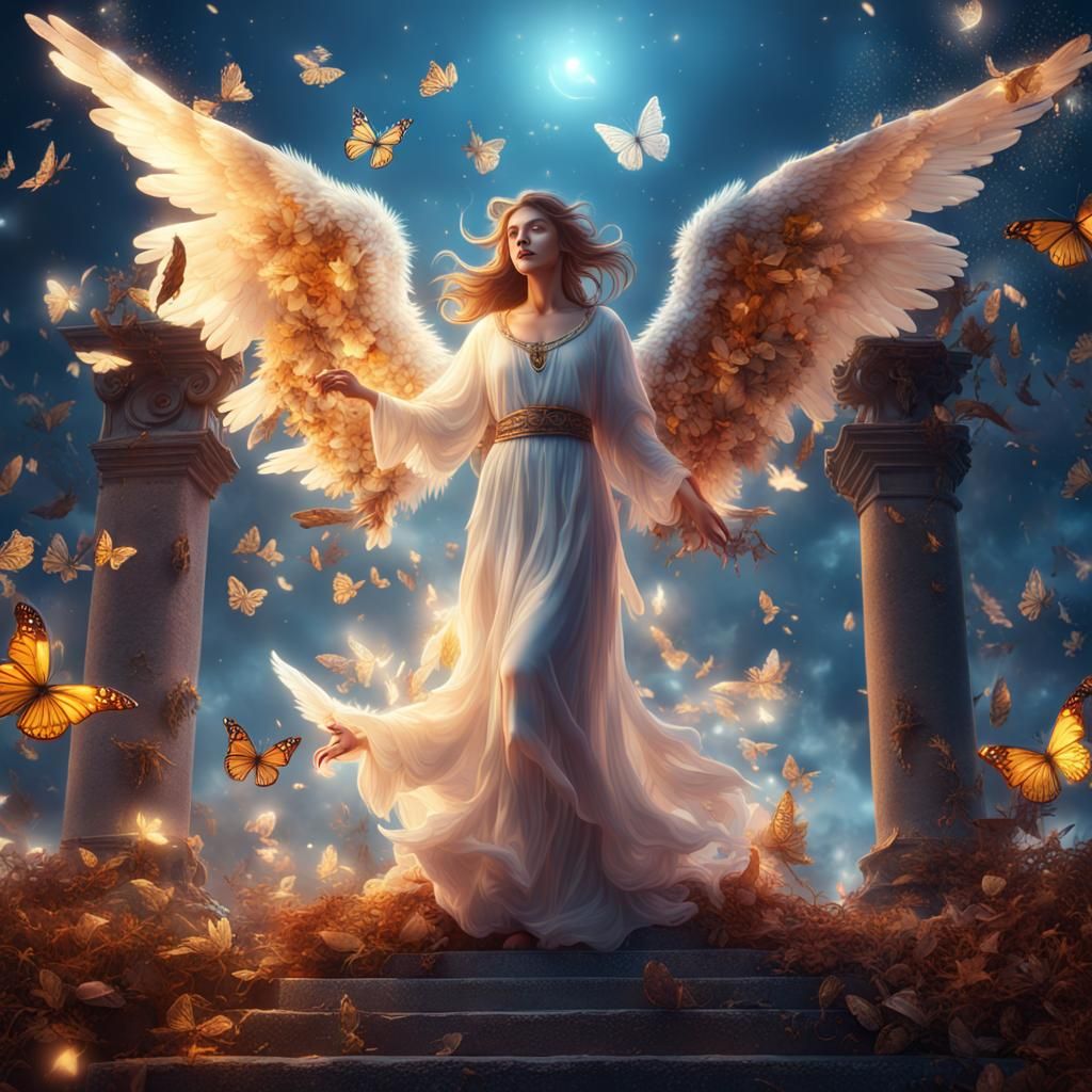 Heavenly New Year 2024 Angel in Detailed Matte Painting