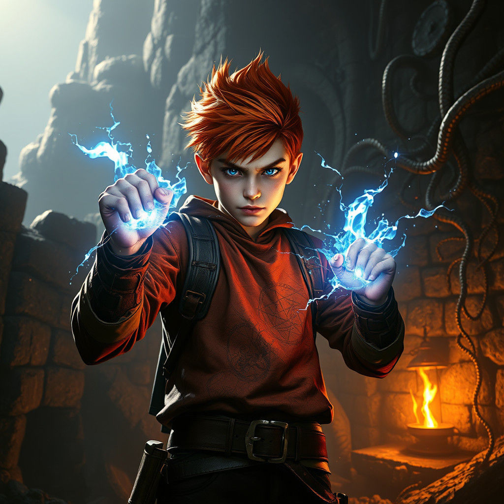 Heroic Boy in Dystopian World, Digital Art