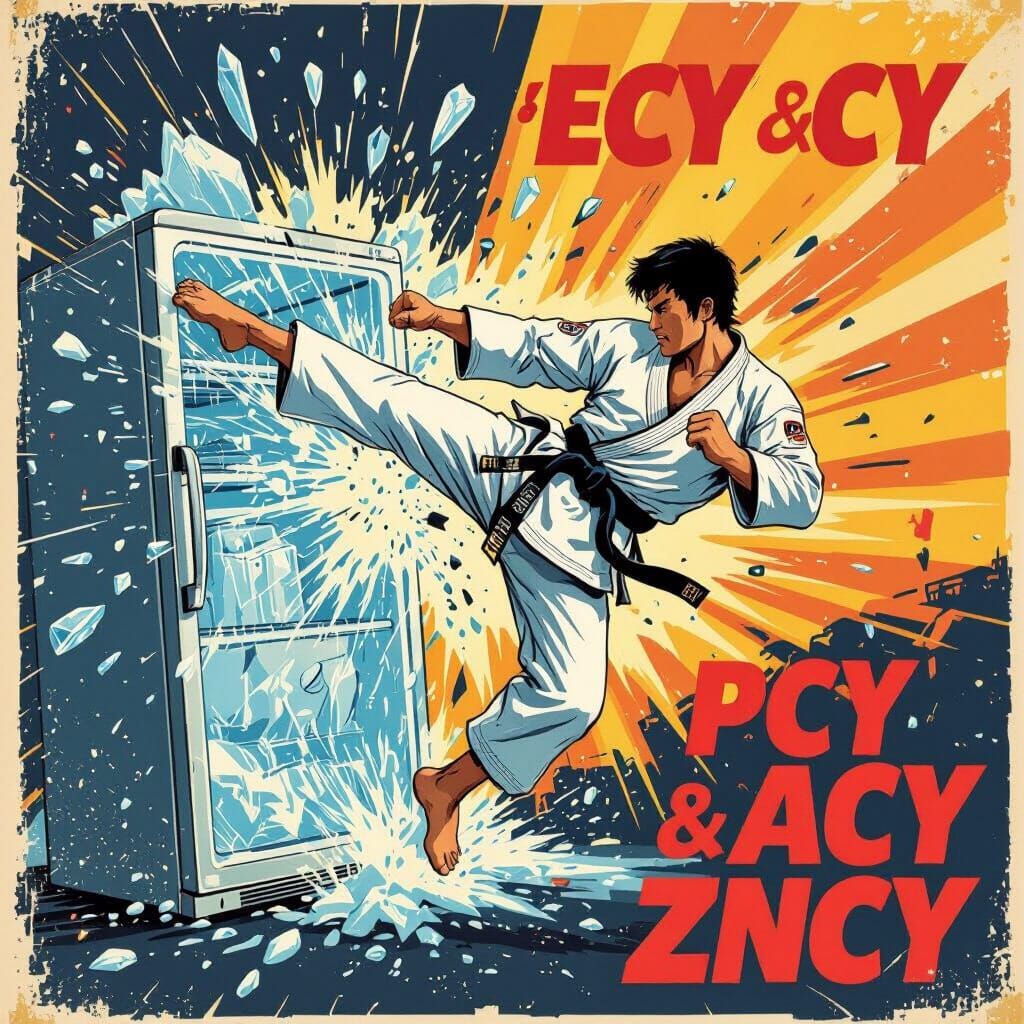 Karate Master Shatters Refrigerator in Dynamic Action Shot