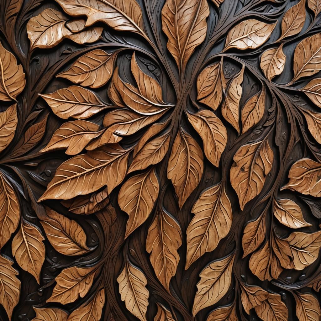 Intricate Wood Carving of Savannah Leaf