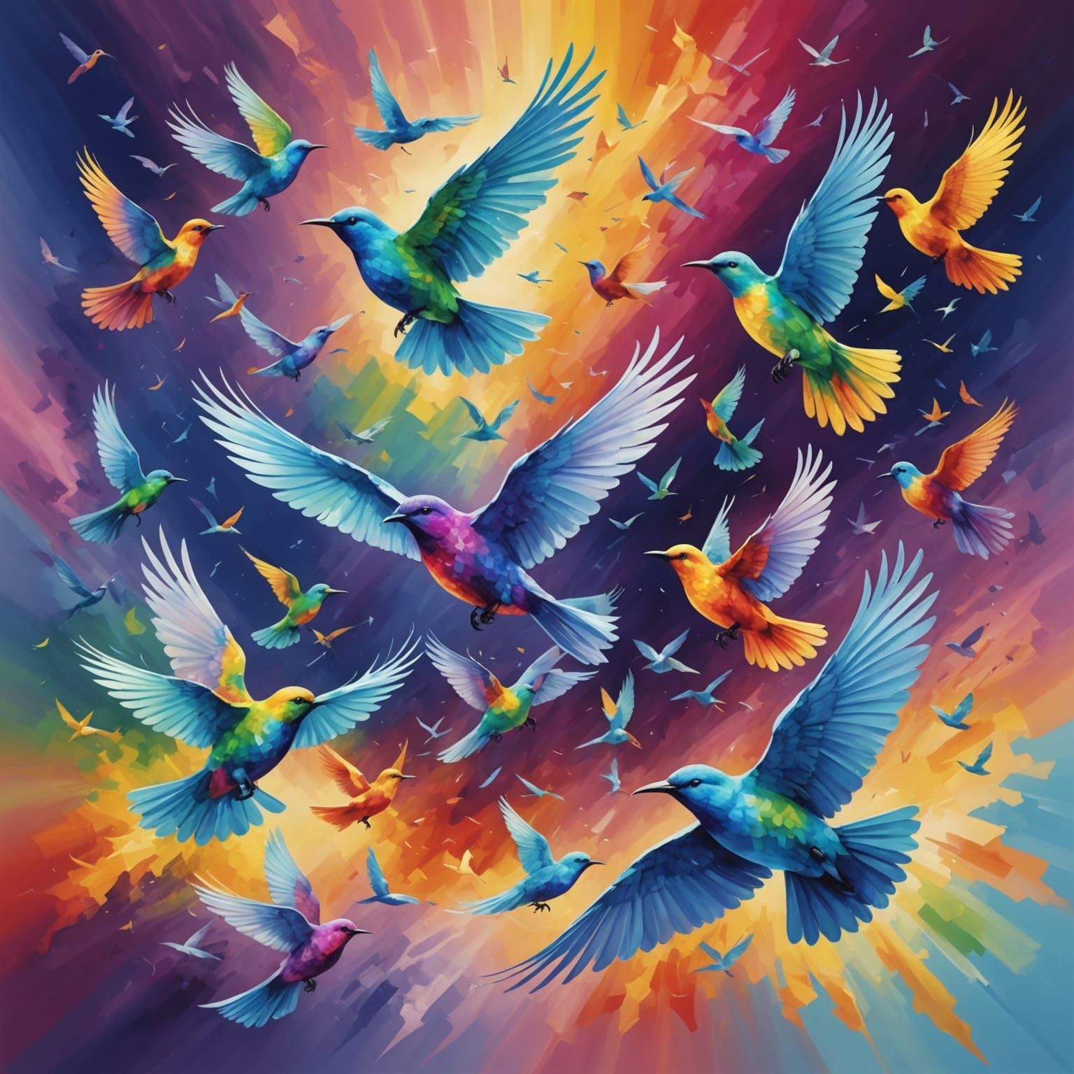 Crystalline Birds in Flight: A Rainbow Fantasy