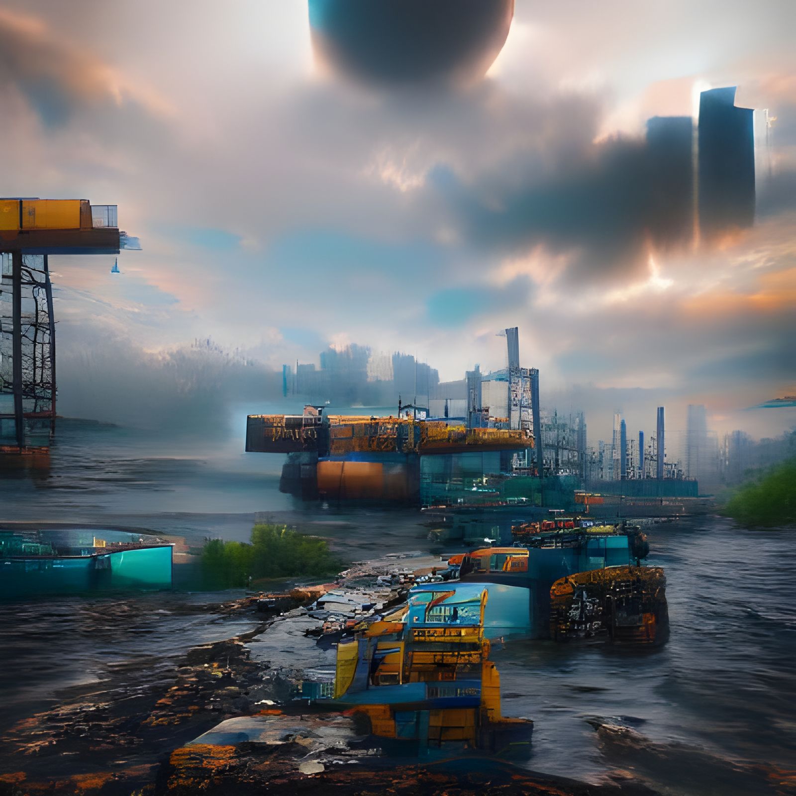 Cyberpunk Seascape: Supply Chain Dystopia in 8K